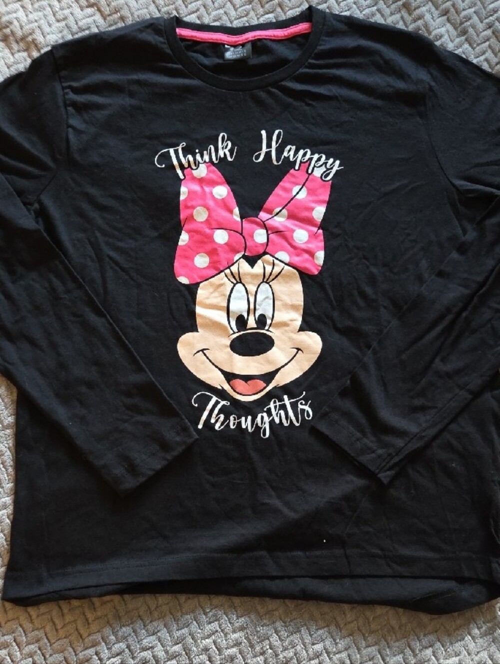 Womens Black & Pink Minnie Mouse Polka Dot Pajama Set - NWOT, sz M - Picture 2 of 13